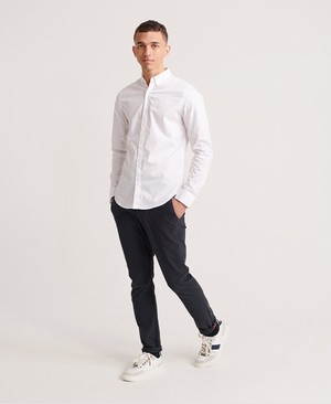 Superdry Edit Button Down Férfi Hosszú Ujjú Ing Fehér | OUVWH4167